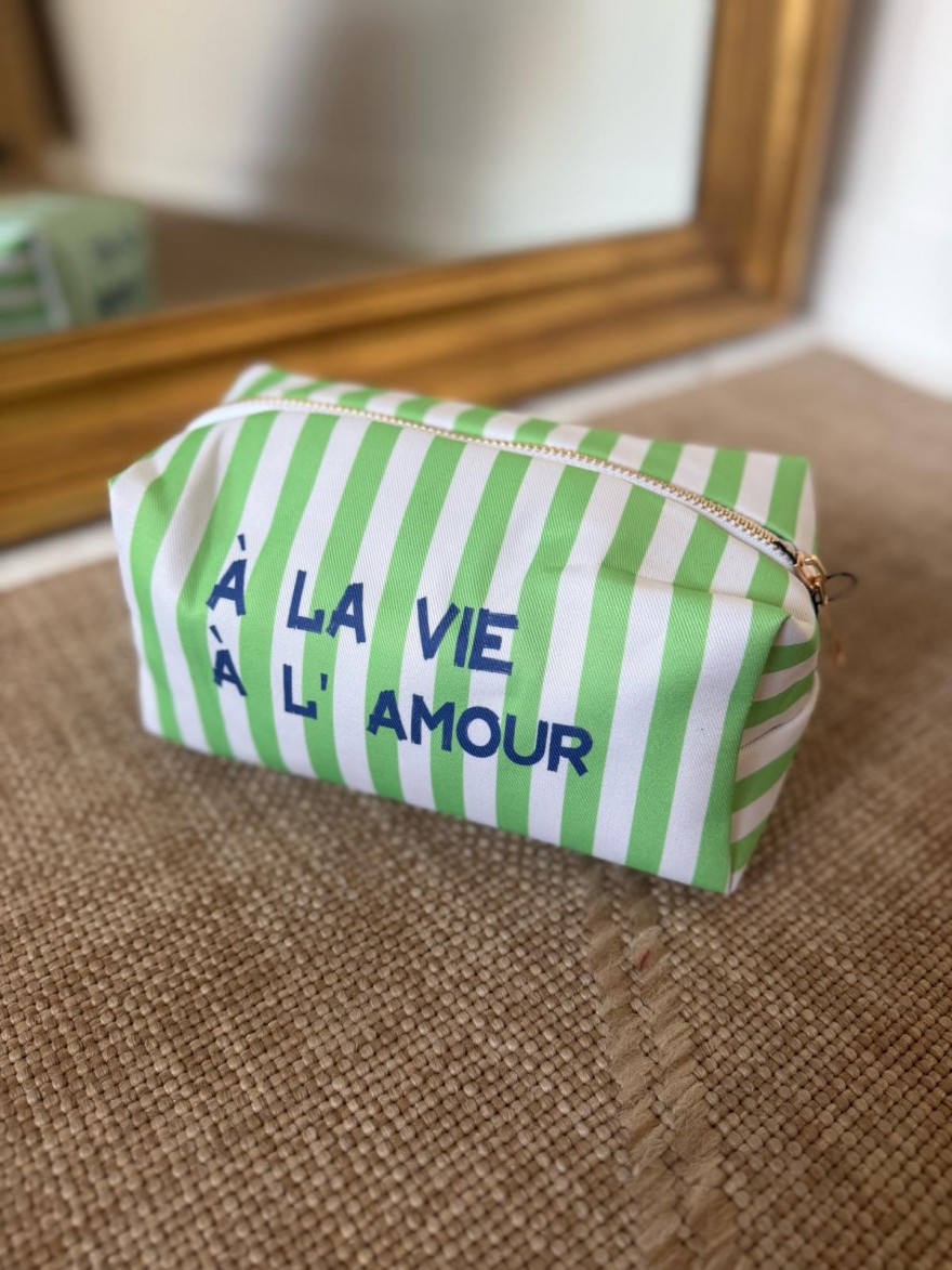 Trousse de Toilette Rayée Message Tendance | Marina & Paloma Colorée