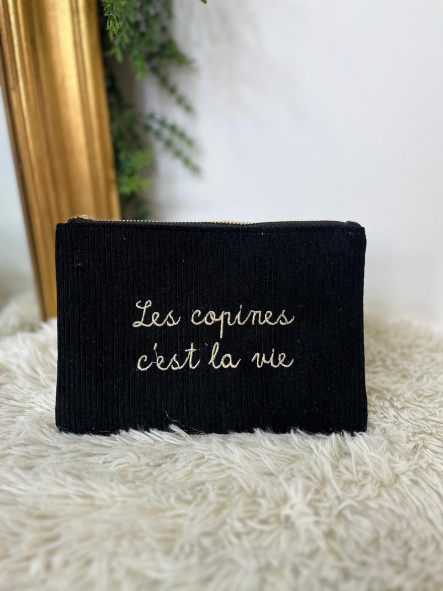 Pochette Velours Côtelé "Les Copines c'est la Vie" | Marina & Paloma