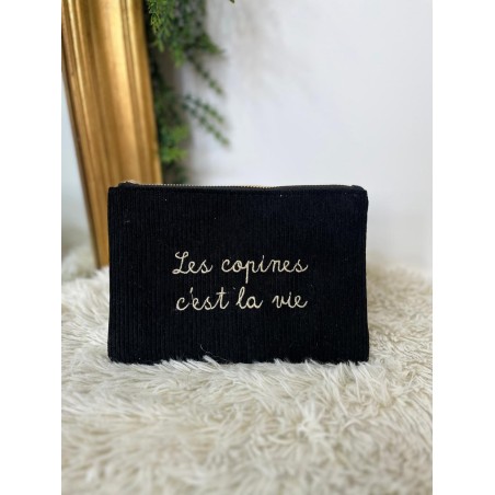 Pochette Velours Côtelé "Les Copines c'est la Vie" | Marina & Paloma