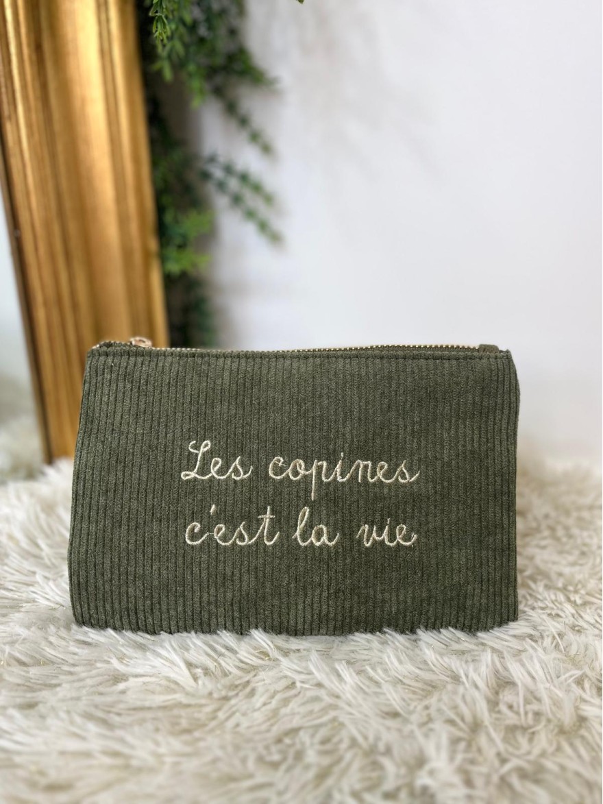 Pochette Velours Côtelé "Les Copines c'est la Vie" | Marina & Paloma