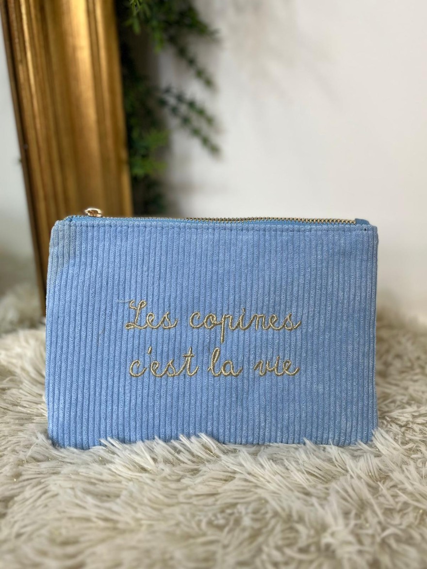 Pochette Velours Côtelé "Les Copines c'est la Vie" | Marina & Paloma