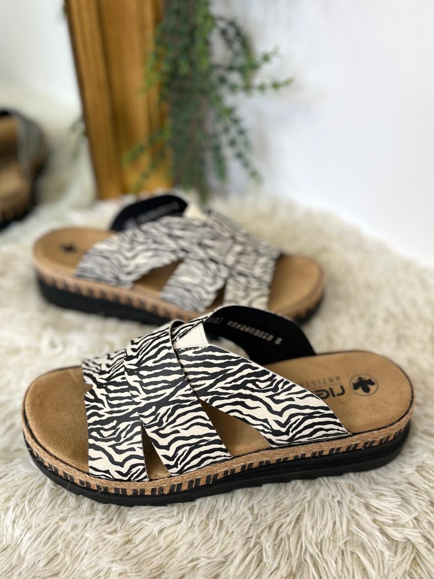 Mule Rieker V7989-91 Imprimé Zèbre Confort | Marina & Paloma