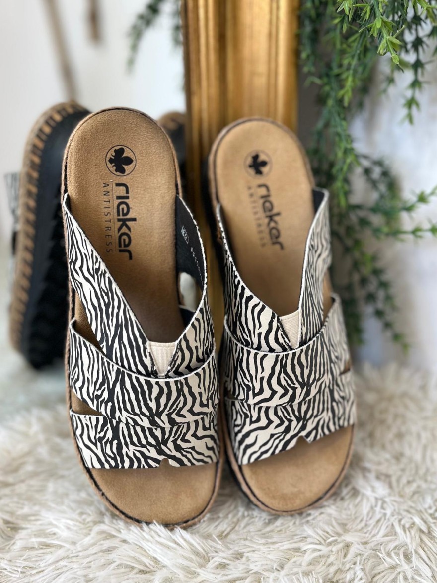 Mule Rieker V7989-91 Imprimé Zèbre Confort | Marina & Paloma