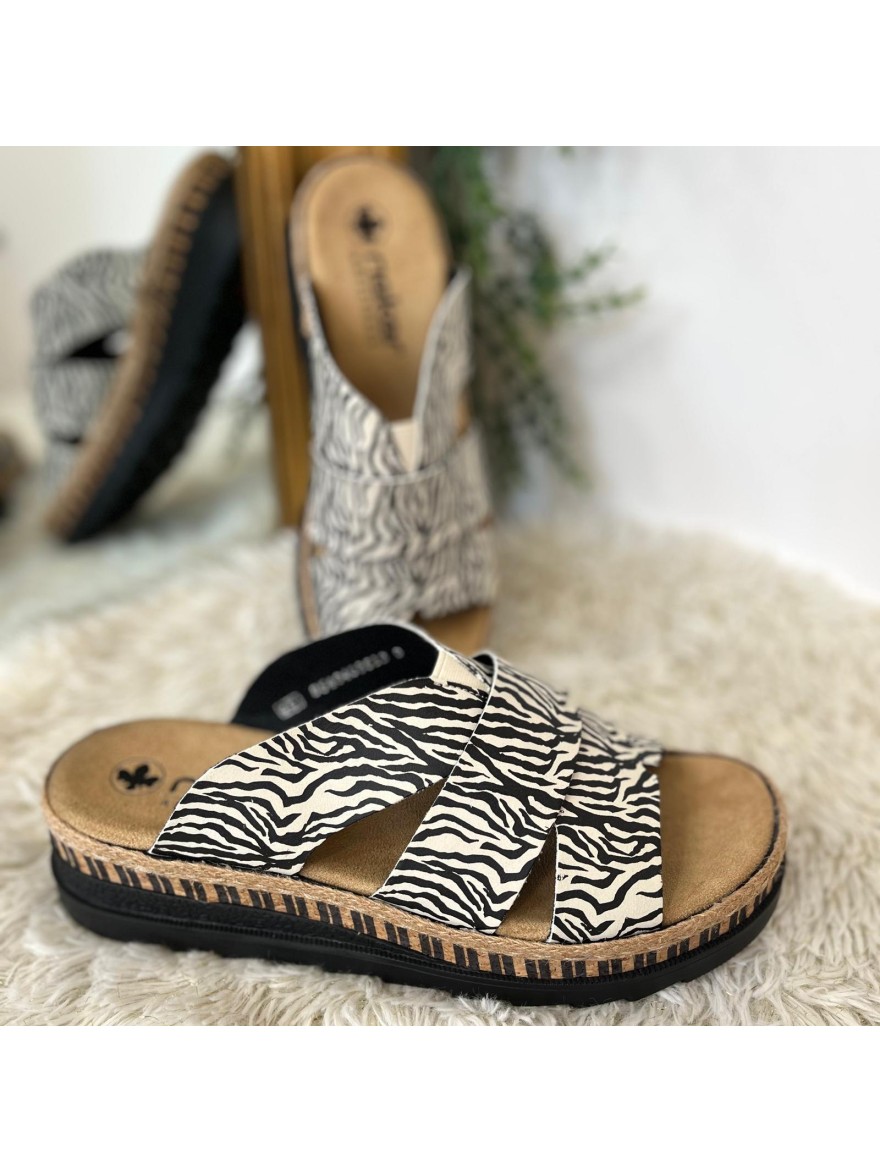 Mule Rieker V7989-91 Imprimé Zèbre Confort | Marina & Paloma