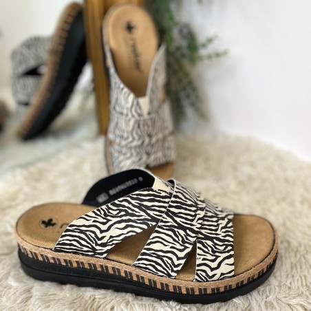 Mule Rieker V7989-91 Imprimé Zèbre Confort | Marina & Paloma