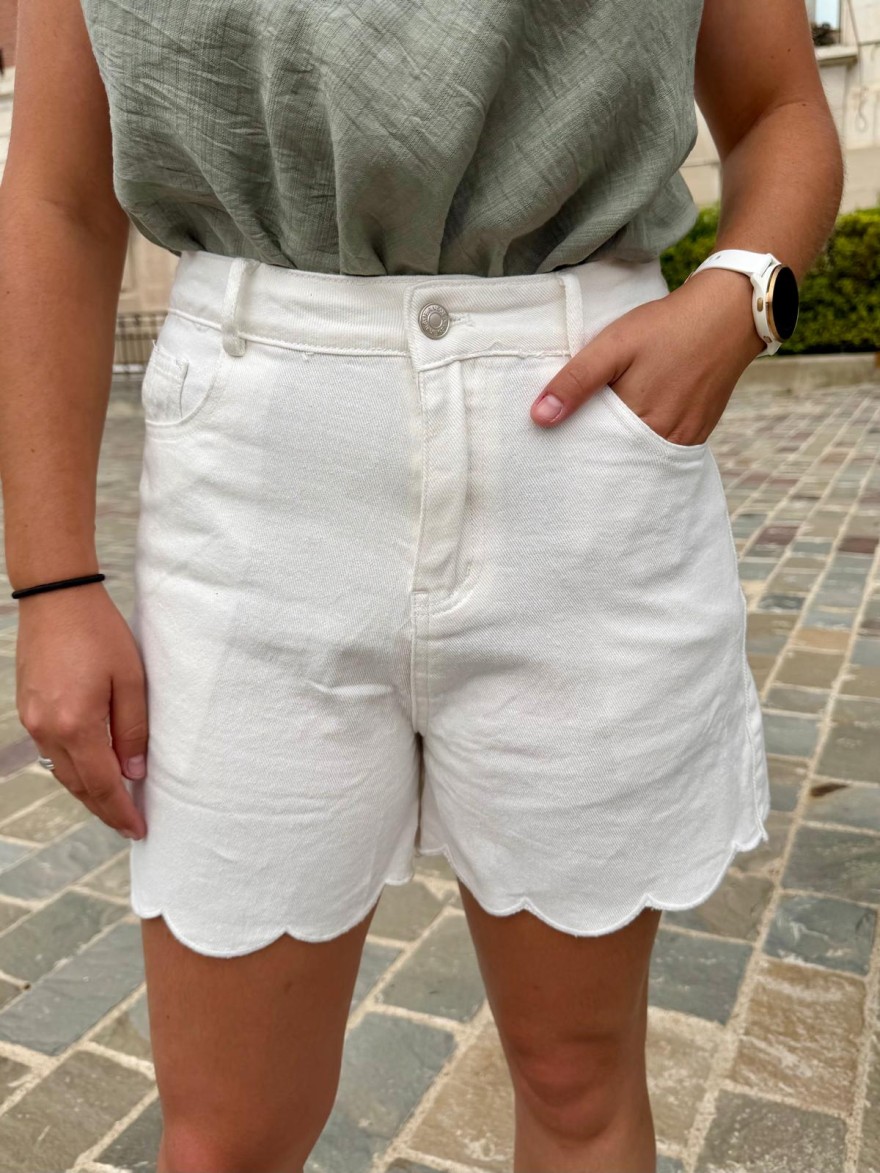 Short en Jean Blanc Taille Haute Kilky | Marina & Paloma