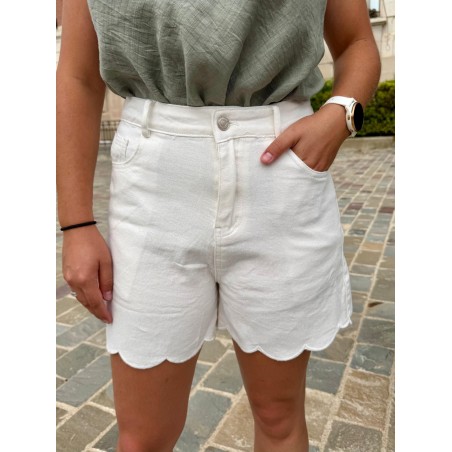 Short en Jean Blanc Taille Haute Kilky | Marina & Paloma