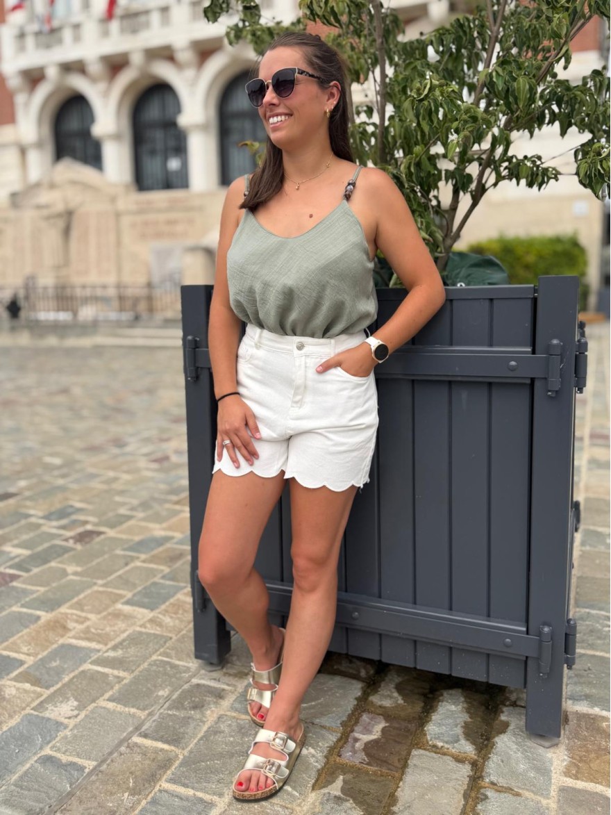 Short en Jean Blanc Taille Haute Kilky | Marina & Paloma