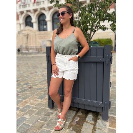 Short en Jean Blanc Taille Haute Kilky | Marina & Paloma