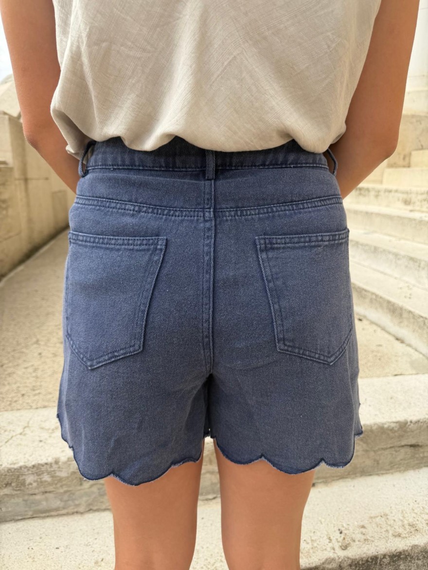 Short en Jean Bleu Marine Taille Haute Kilky | Marina & Paloma