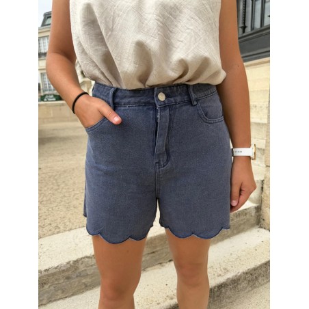 Short en Jean Bleu Marine Taille Haute Kilky | Marina & Paloma