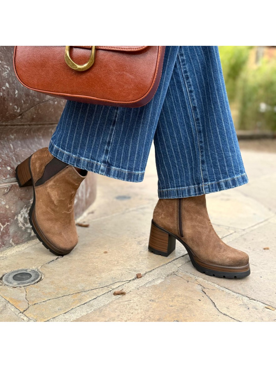 Bottine Dorking Safe D9414 Nubuck Tabaco Talon 7 cm | Marina & Paloma