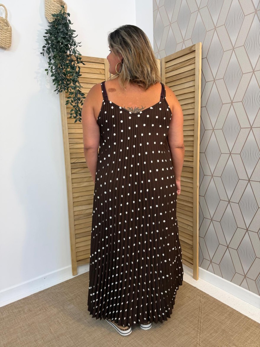 Robe à Pois Plissée Grande Taille Fine Bretelle | Marina & Paloma