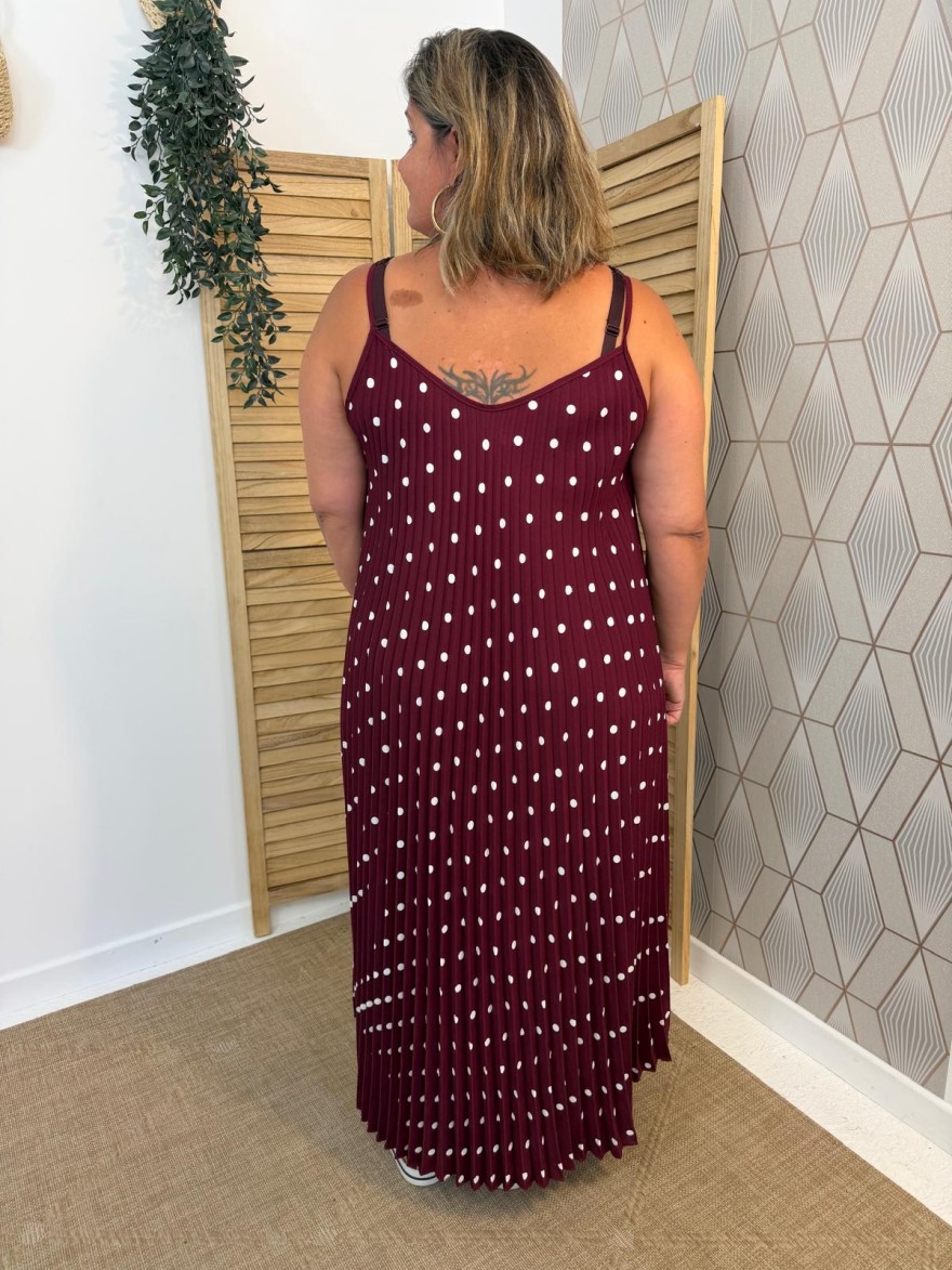 Robe à Pois Plissée Grande Taille Fine Bretelle | Marina & Paloma