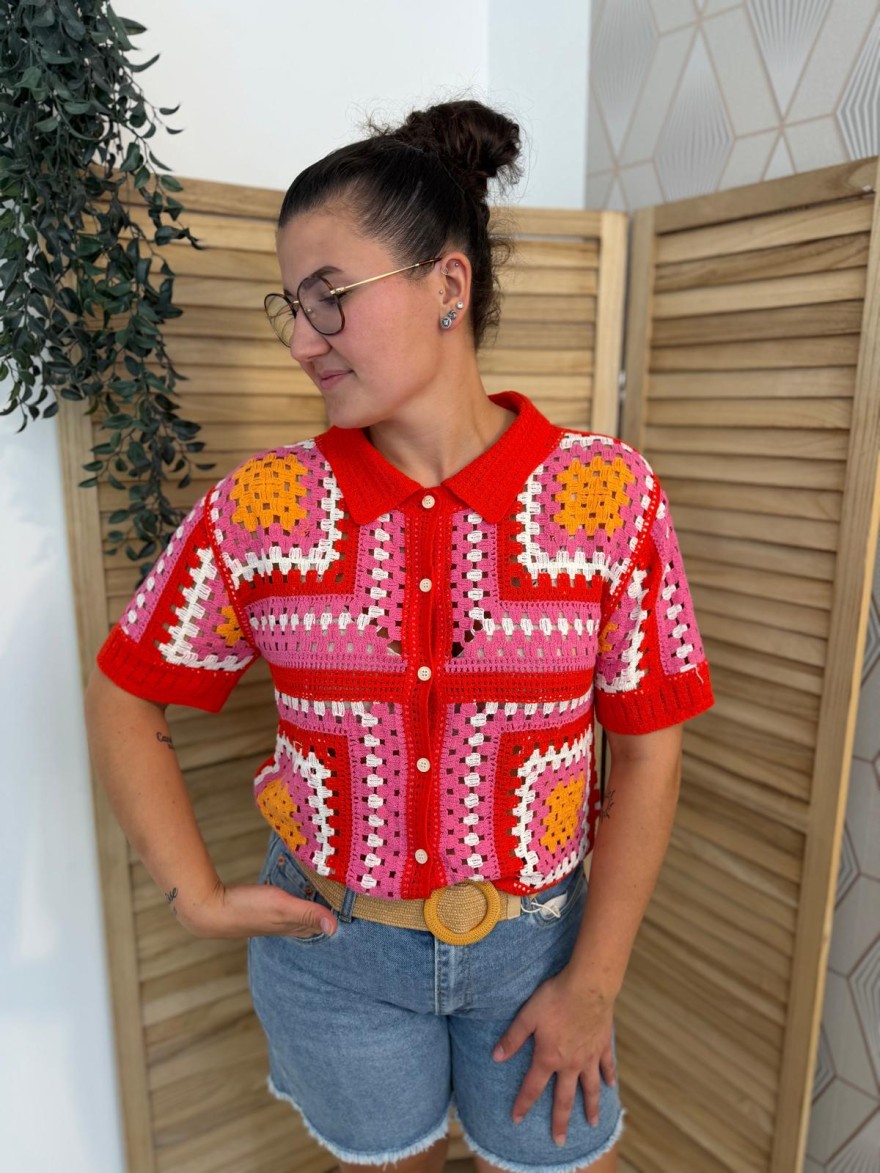 Chemisier en Crochet Rouge Season | Marina & Paloma