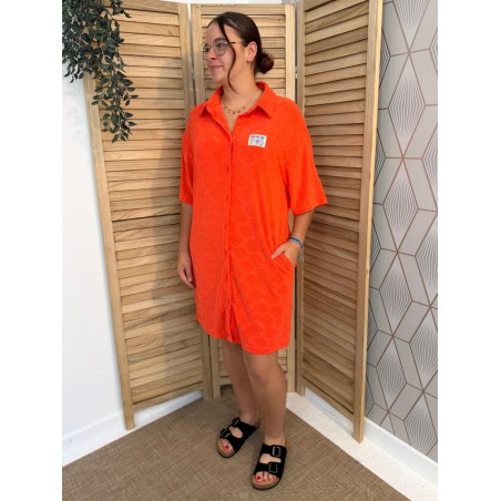 Robe Chemise en Éponge Rouge Effet Coquillage Season | Marina & Paloma