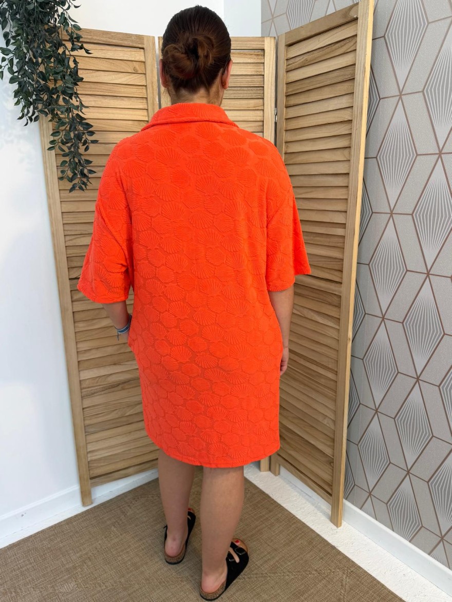 Robe Chemise en Éponge Rouge Effet Coquillage Season | Marina & Paloma