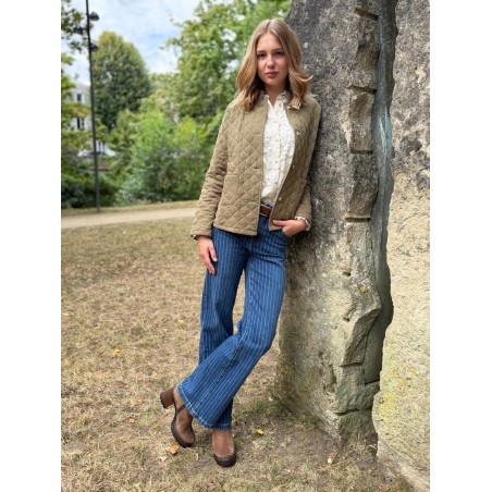 Jean Wide Gabriel JD378 Rayé Oraije Taille Haute Évasé | Marina & Paloma
