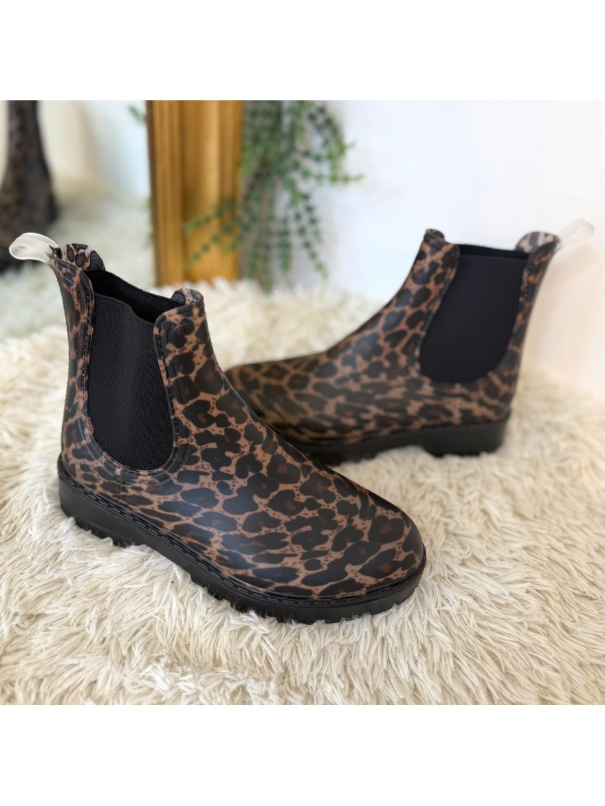 Bottine de Pluie Léopard Ideal Shoes | Marina & Paloma