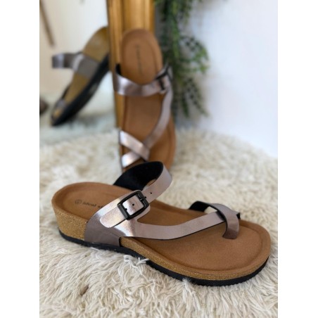 Mules Entre-Doigts Compensées Gris ou Or Ideal Shoes | Marina & Paloma