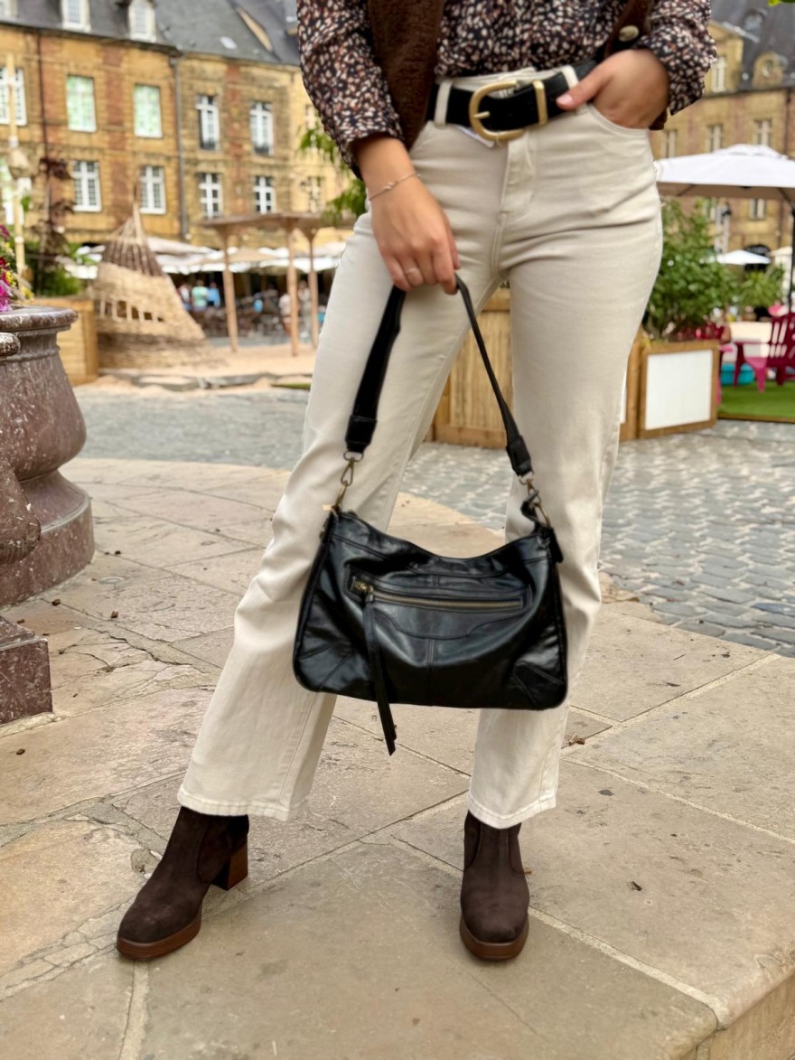 Jean Flare Beige Nina Carter Taille Haute Confortable | Marina & Paloma