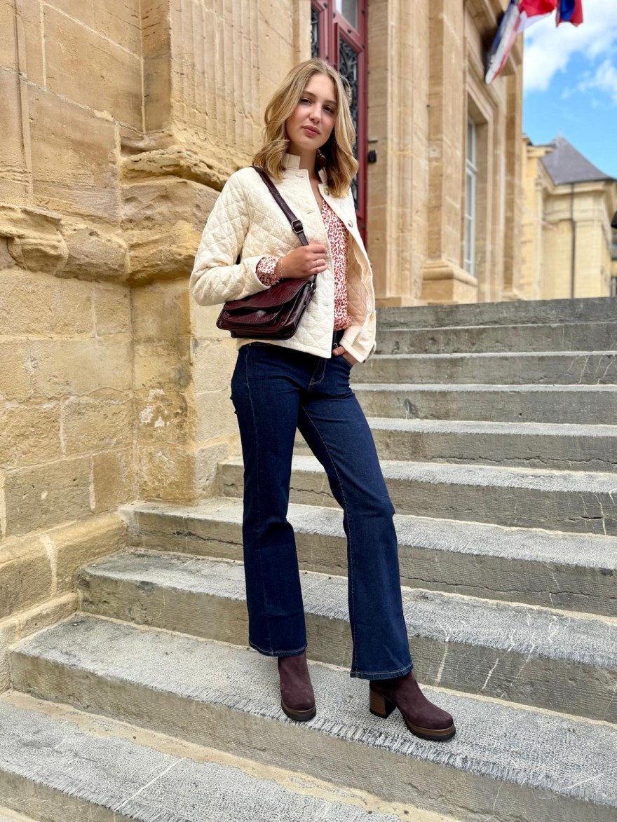 Chemise Imprimée Rose Maelle Fluide avec Détails Volantés | Marina & Paloma