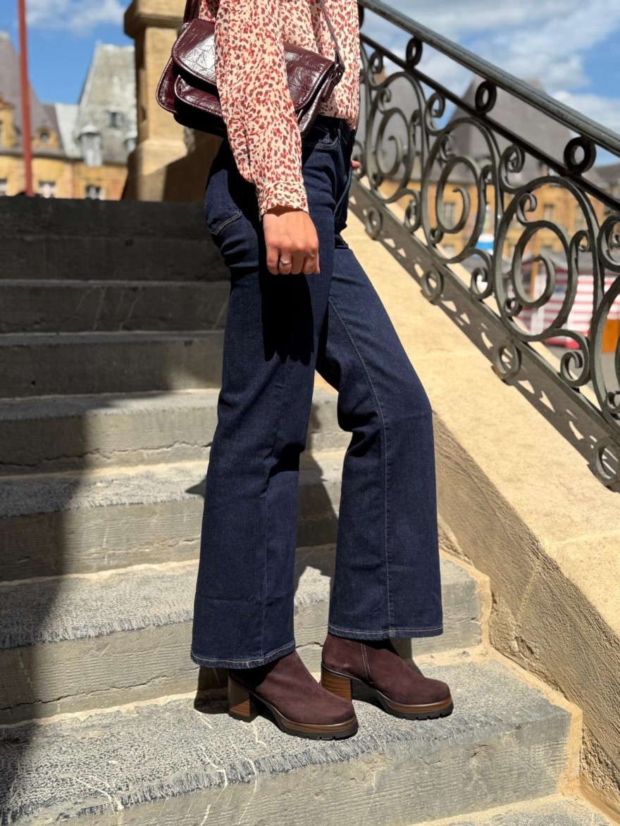 Jean Flare Taille Haute Nina Carter Bootcut en Coton | Marina & Paloma