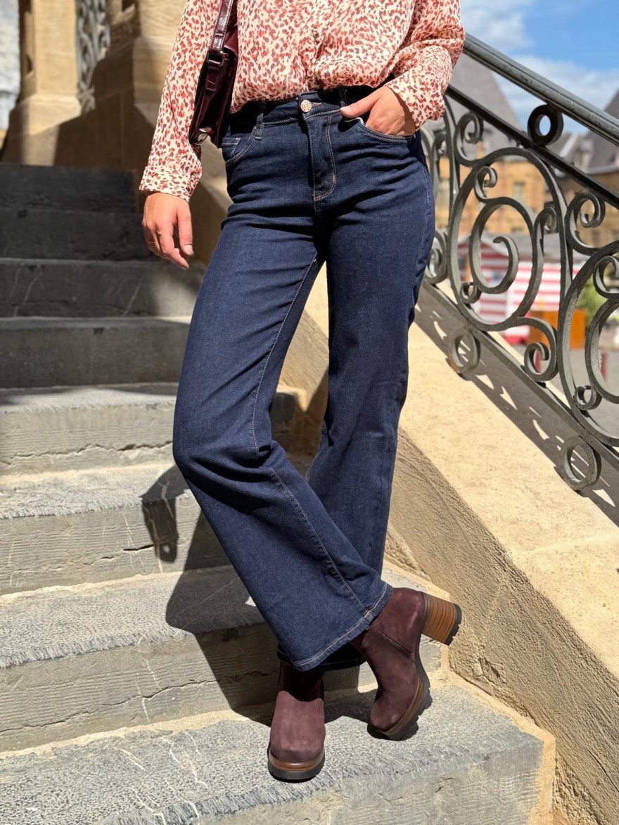 Jean Flare Taille Haute Nina Carter Bootcut en Coton | Marina & Paloma