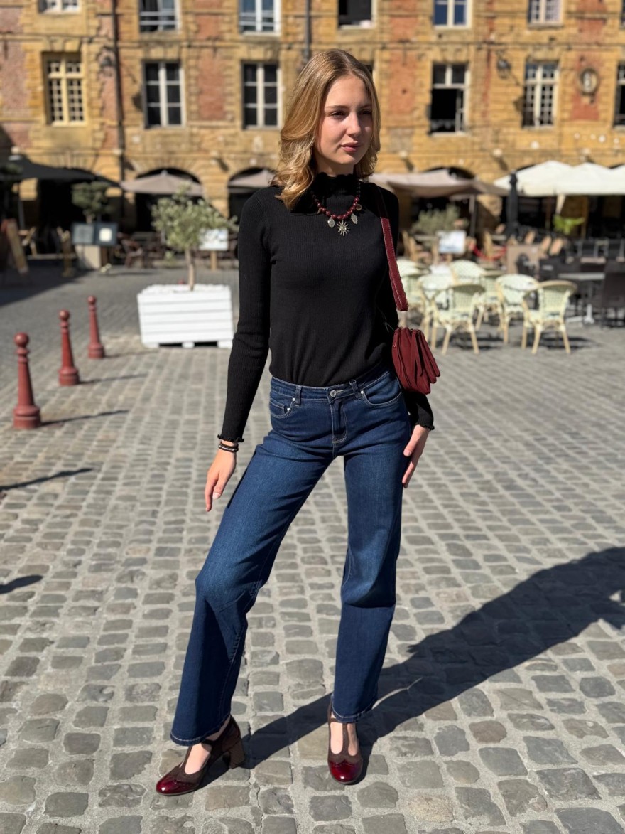 Sous Pull Noir Kilky Ajusté Col Montant Manches Longues | Marina & Paloma