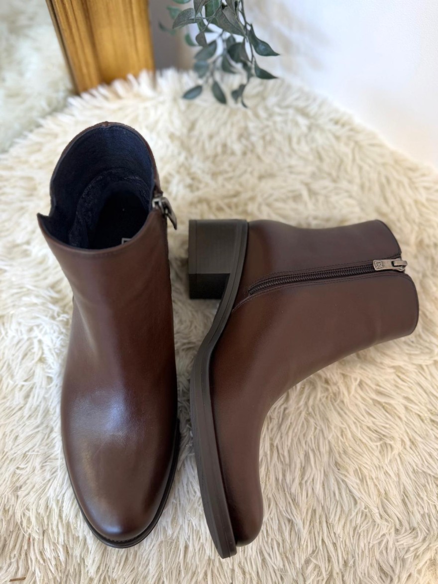 Bottine Dorking Chiara D9434 Marron Cuir & Détail Bijou | Marina & Paloma