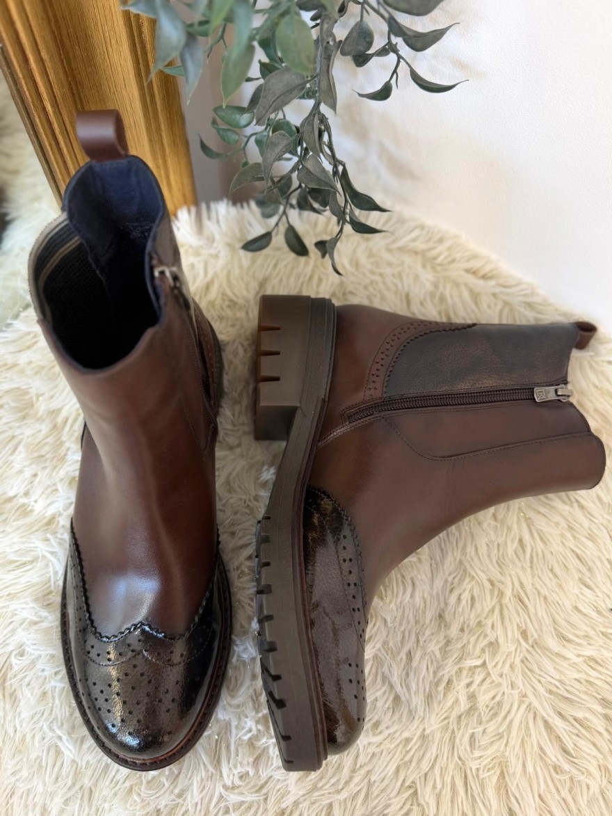 Boots Dorking Cady D9771 Marron Cuir Talon Bloc 4 cm | Marina & Paloma