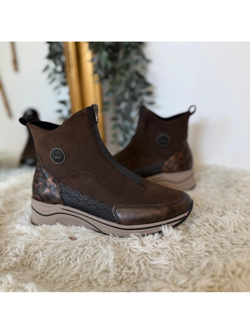 Basket Rieker N9554-25 Zip Central & Détail Léopard Chic | Marina & Paloma