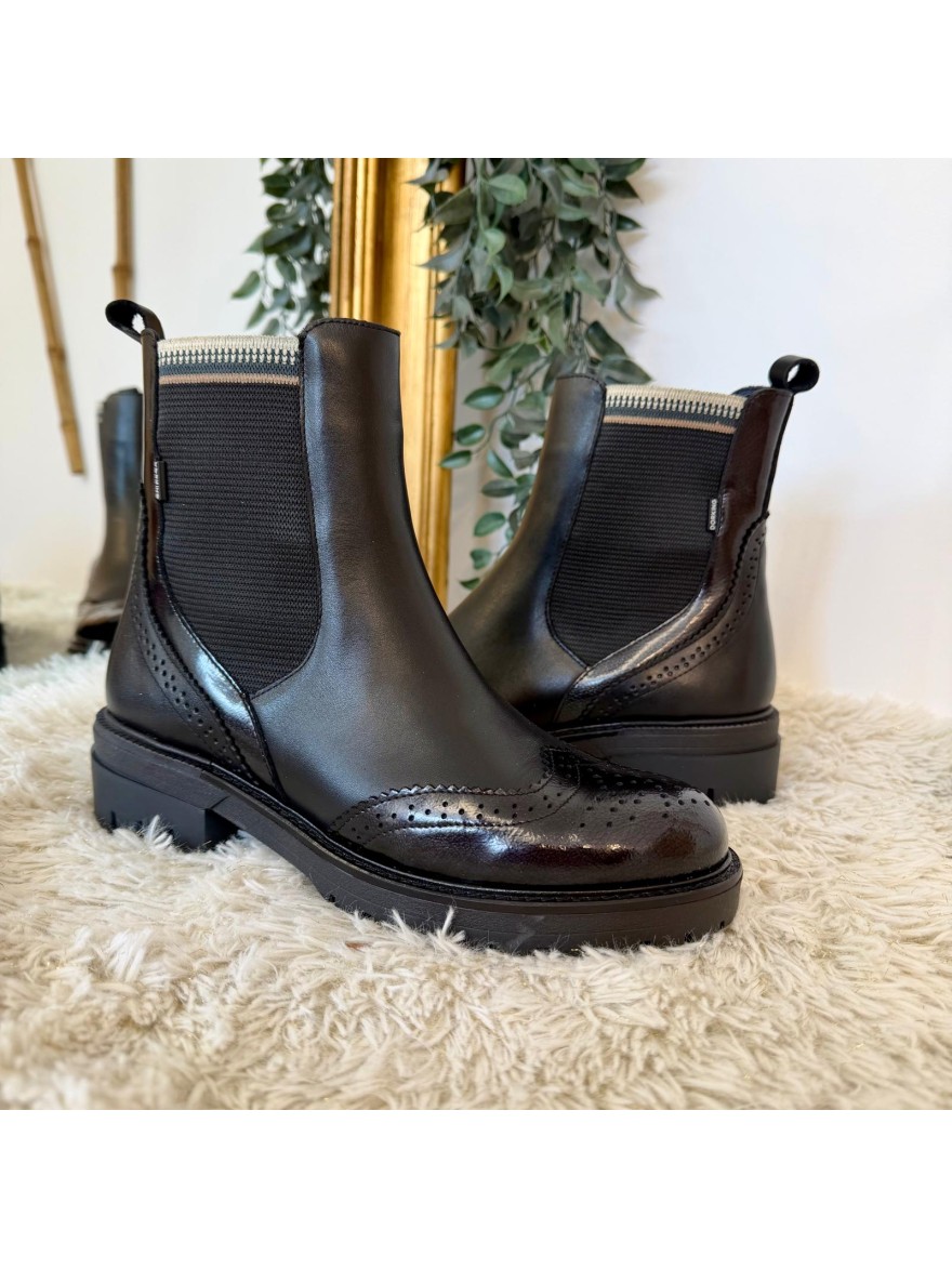 Boots Dorking Cady D9771 Noir Cuir Lisse & Semelle Crantée | Marina & Paloma