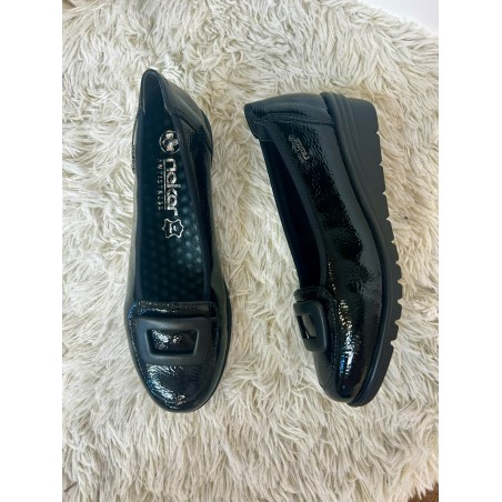 Ballerine Rieker L5362-00 Vernis Noir & Talon Compensé | Marina & Paloma