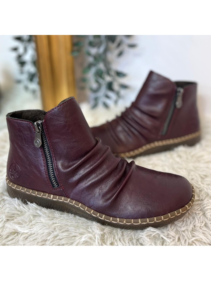 Bottine Rieker N2454-30 Bordeaux Extra Wide & Double Zip | Marina & Paloma