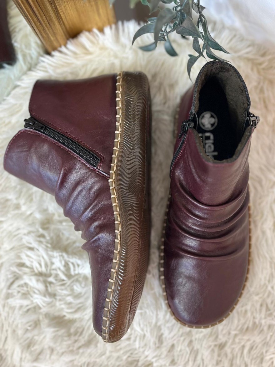 Bottine Rieker N2454-30 Bordeaux Extra Wide & Double Zip | Marina & Paloma