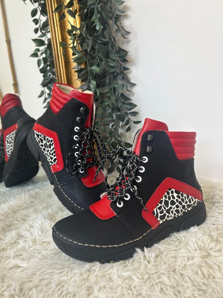 Bottine Sport Rieker 45904-00 Girafe & Détails Rouges | Marina & Paloma