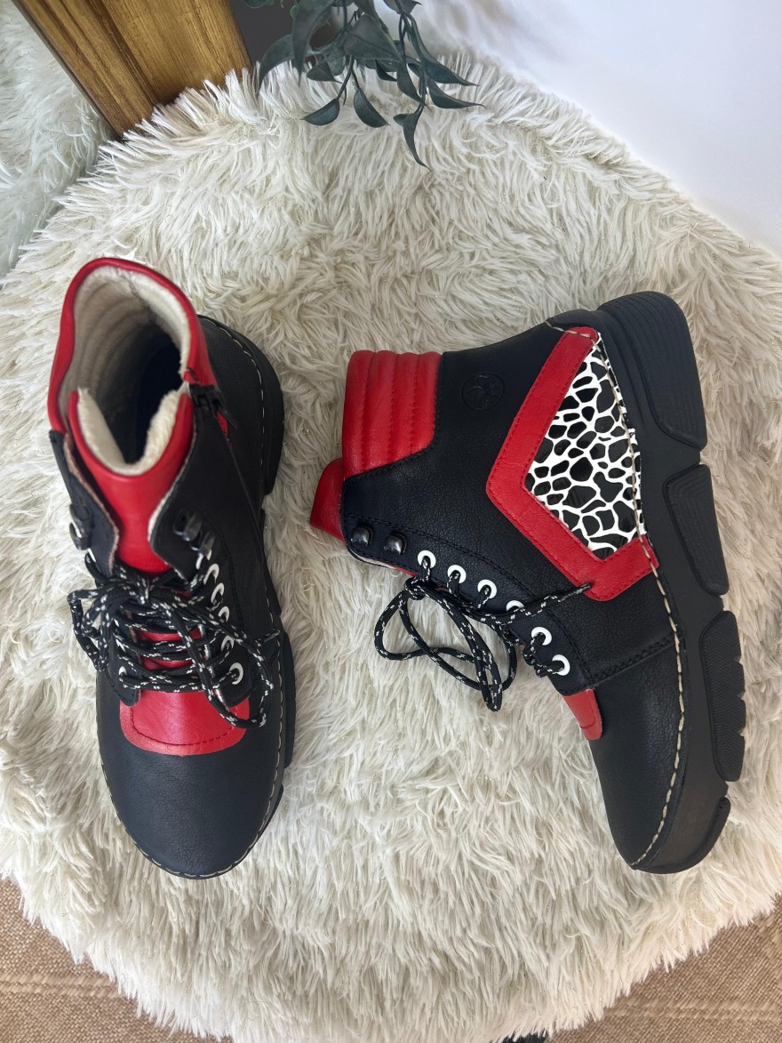 Bottine Sport Rieker 45904-00 Girafe & Détails Rouges | Marina & Paloma