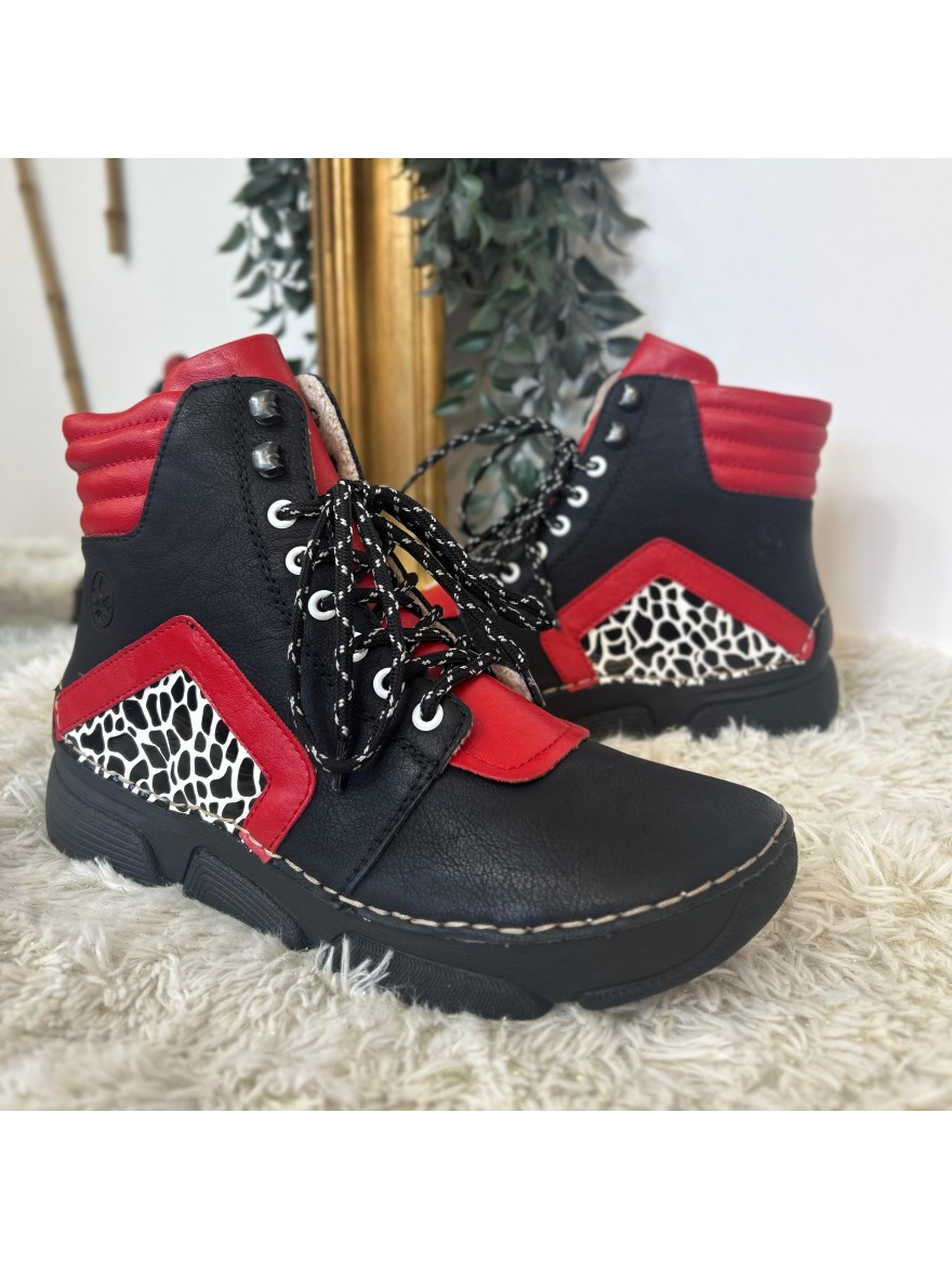 Bottine Sport Rieker 45904-00 Girafe & Détails Rouges | Marina & Paloma