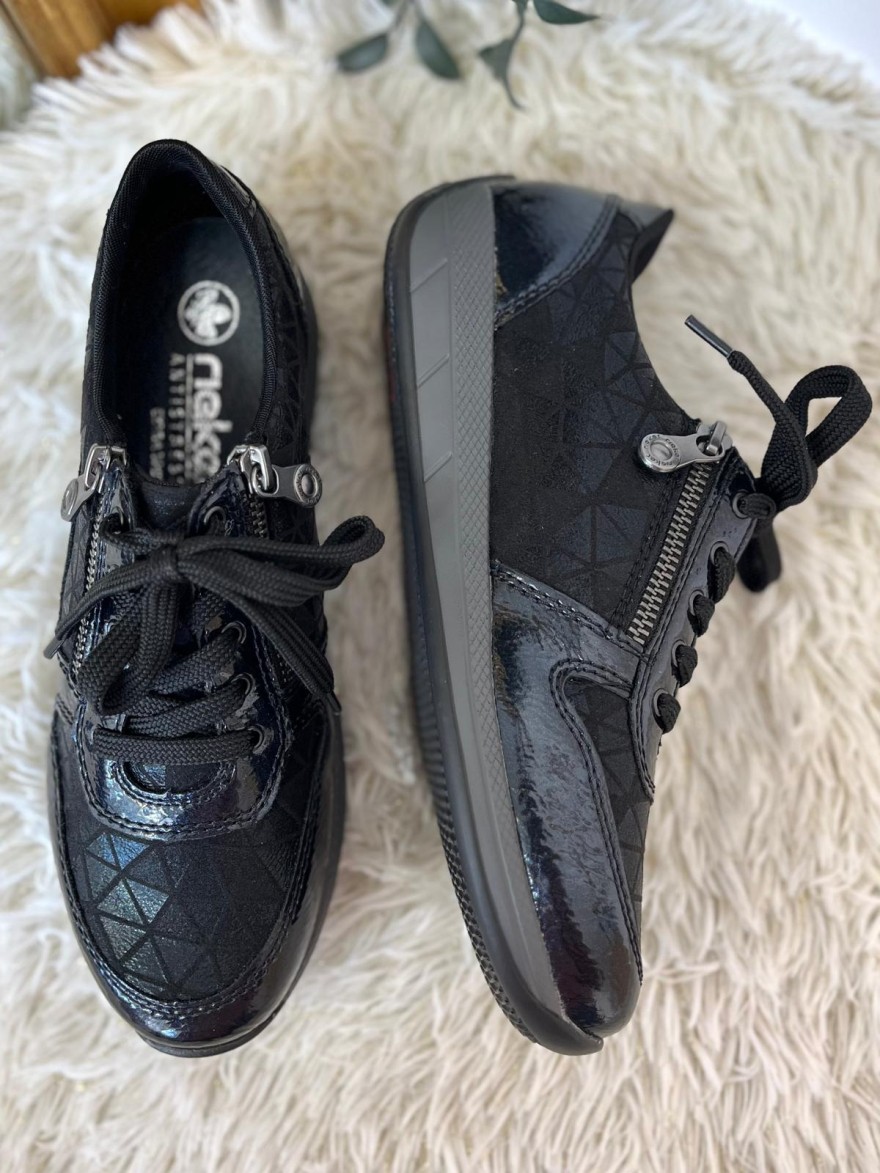 Basket Rieker N1100-14 Noire Brillante Double Zip | Marina & Paloma