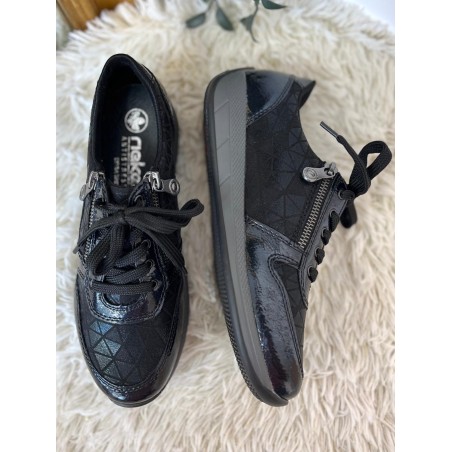 Basket Rieker N1100-14 Noire Brillante Double Zip | Marina & Paloma