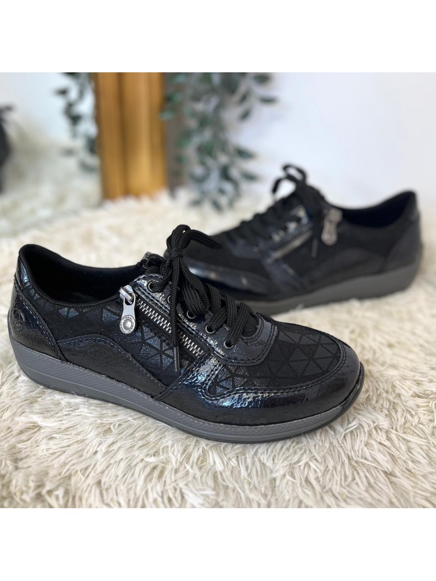 Basket Rieker N1100-14 Noire Brillante Double Zip | Marina & Paloma