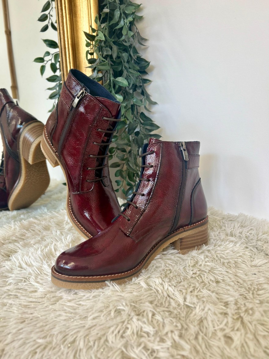Bottine Dorking Lucero D8686 Vernis Bordeaux & Talon 5,5 cm | Marina & Paloma