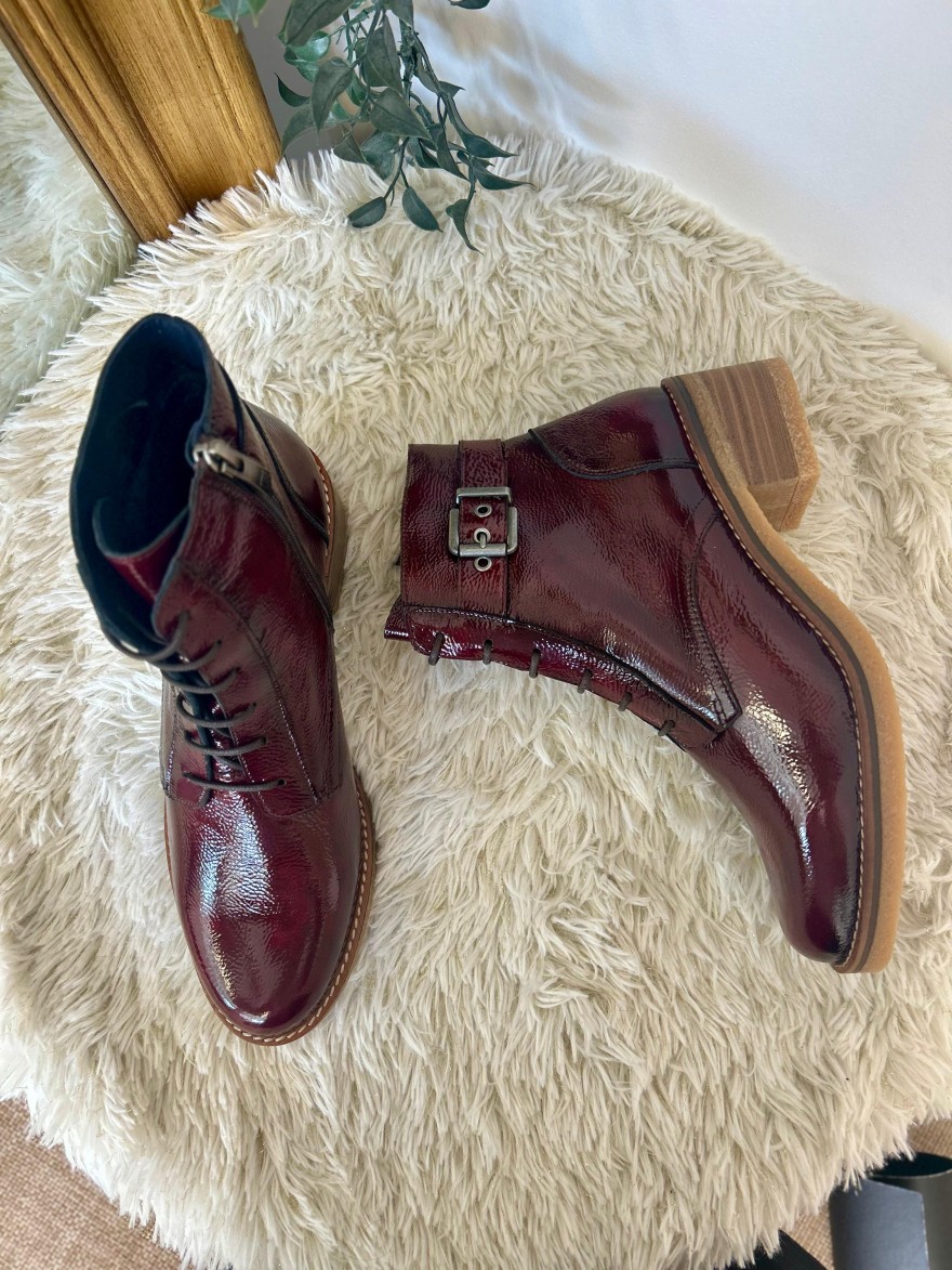 Bottine Dorking Lucero D8686 Vernis Bordeaux & Talon 5,5 cm | Marina & Paloma
