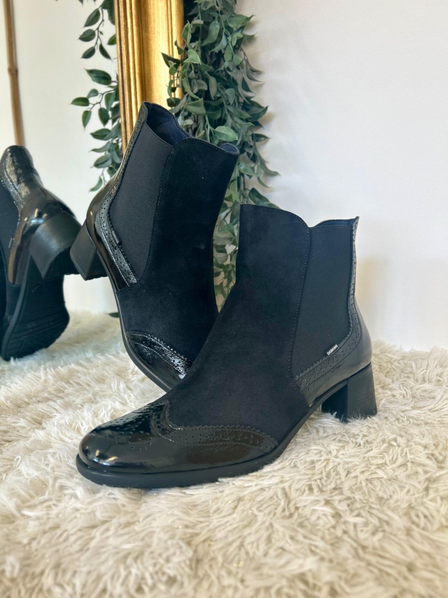 Bottine Dorking Ikia D9368 Noire Bi-Matière & Talon 5 cm | Marina & Paloma