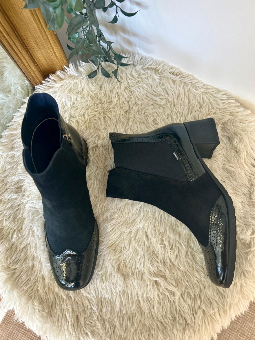 Bottine Dorking Ikia D9368 Noire Bi-Matière & Talon 5 cm | Marina & Paloma