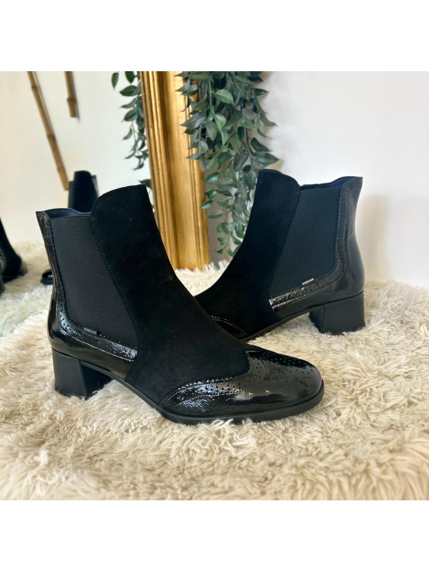 Bottine Dorking Ikia D9368 Noire Bi-Matière & Talon 5 cm | Marina & Paloma