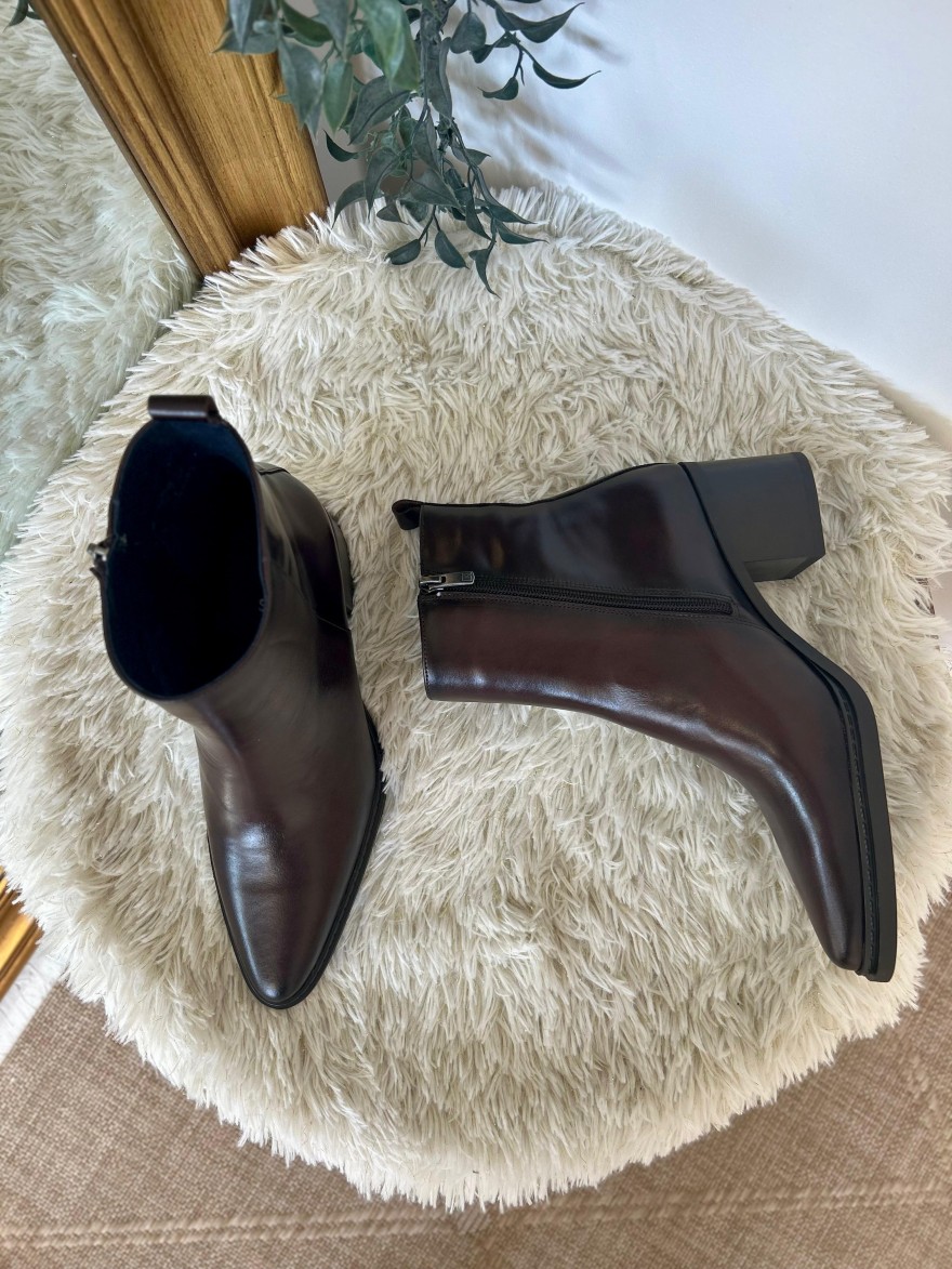 Bottine Dorking D9822 Marron Cuir Lisse & Talon 6,5 cm | Marina & Paloma