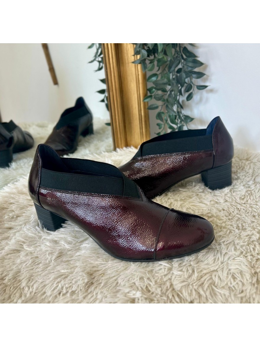 Escarpin Confort Dorking D8638 Vernis Bordeaux & Talon 4,5 cm | Marina & Paloma