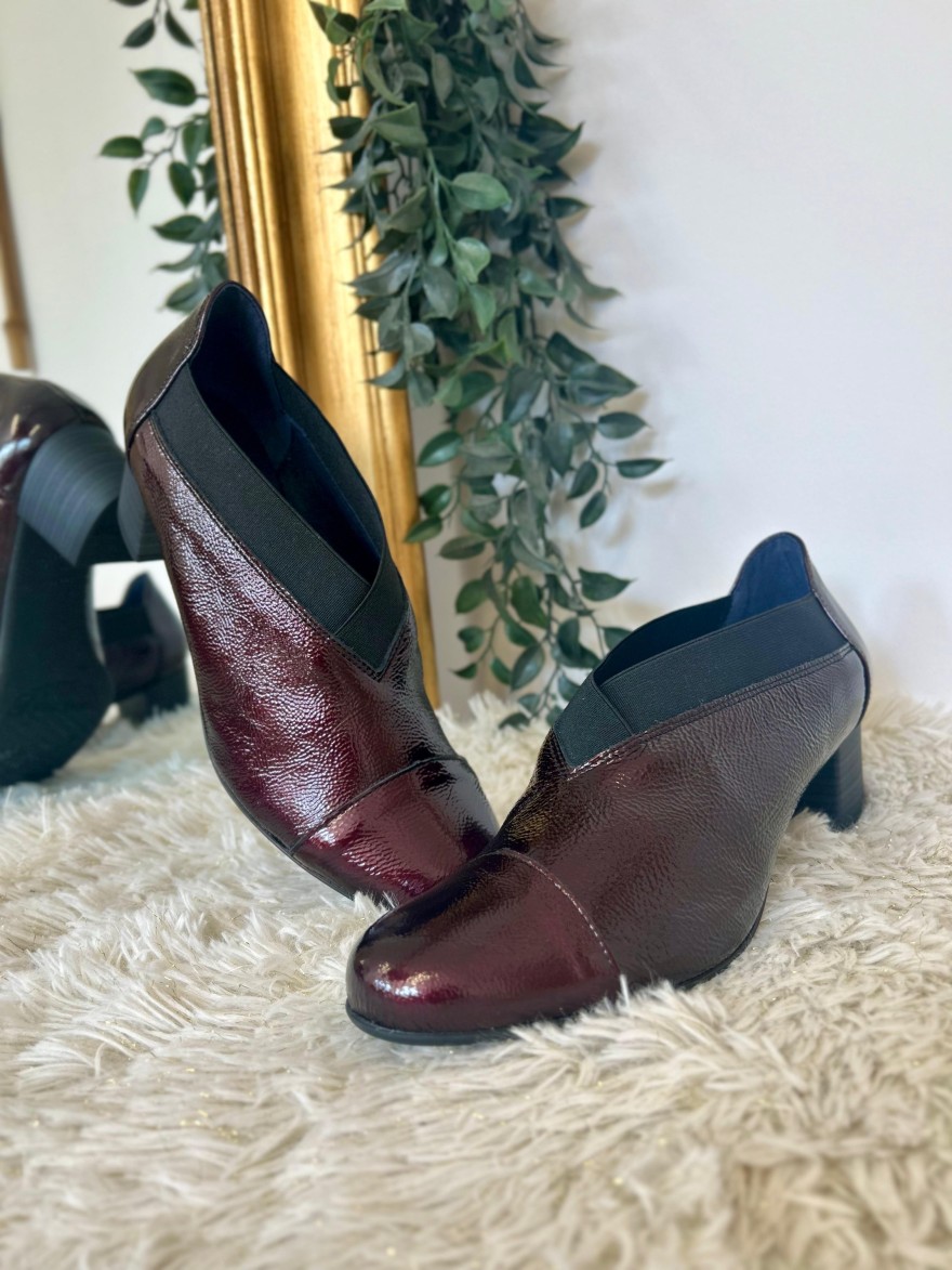 Escarpin Confort Dorking D8638 Vernis Bordeaux & Talon 4,5 cm | Marina & Paloma
